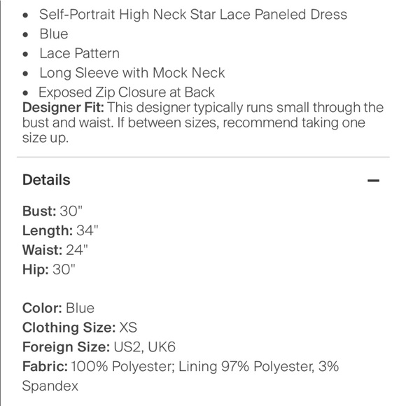 Self-Portrait style dress, size 0-2 - Picture 12 of 12